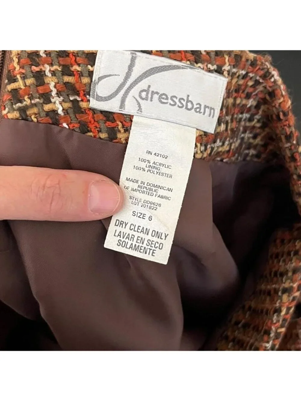 y2k orange brown tweed office siren twee academia knee length skirt